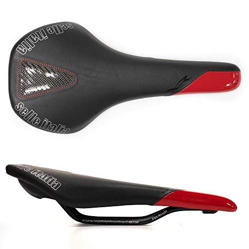 Selle Italia XR Universal Road MTB Bike Saddle FEC Carriles de aleación - Negro/Rojo