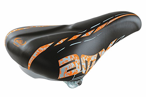 Selle Monte Grappa - Sillín de bicicleta BMX para bicicletas de 20 a 24 pulgadas, fabricado en Italia, color negro y naranja