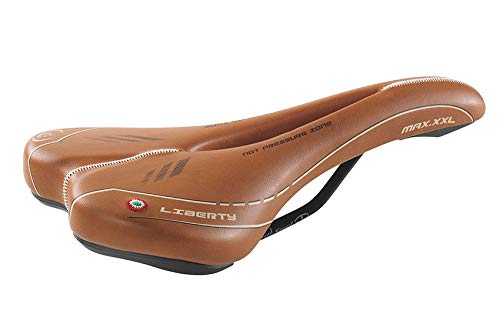 Selle Montegrappa Sillín de bicicleta Liberty XXL, fabricado en Italia, color marrón claro