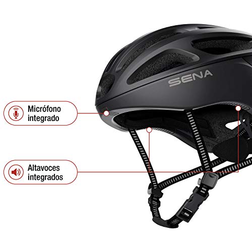 Sena R1 EVO Smart Helmet para Ciclismo (Negro Mate, Tallas M), Certificado CE