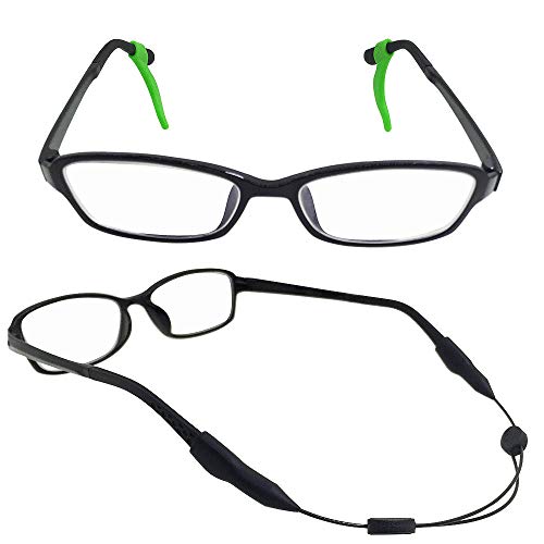 SENHAI 2 Piezas de retenedor de Gafas Ajustable y 5 Pares de Ganchos Antideslizantes, Lentes de Deportes, Sujetador de Correa, Gancho para la Oreja, Gafas de Sol, Montura óptica, Gafas