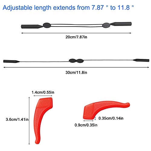 SENHAI 2 Piezas de retenedor de Gafas Ajustable y 5 Pares de Ganchos Antideslizantes, Lentes de Deportes, Sujetador de Correa, Gancho para la Oreja, Gafas de Sol, Montura óptica, Gafas