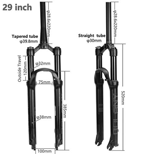 Sentarse ZZQ- MTB Horquilla De Suspensión Bicicleta Horquilla Delantera Amortiguación Ajustable Horquilla De Aire De Duraderas Accesorios De Bicicleta 26/27.5/29 Pulgadas