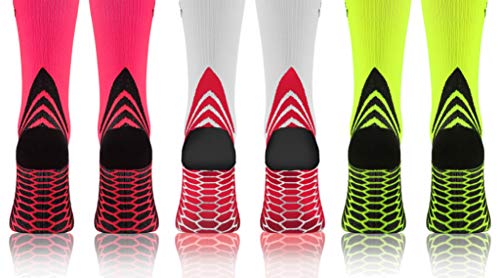 Sesto Senso 3 Pares Calcetines de Compresión Deporte Colores Altos Hombre Mujer 43-47 3 Pack Blanco Neón rosa Amarillo neon