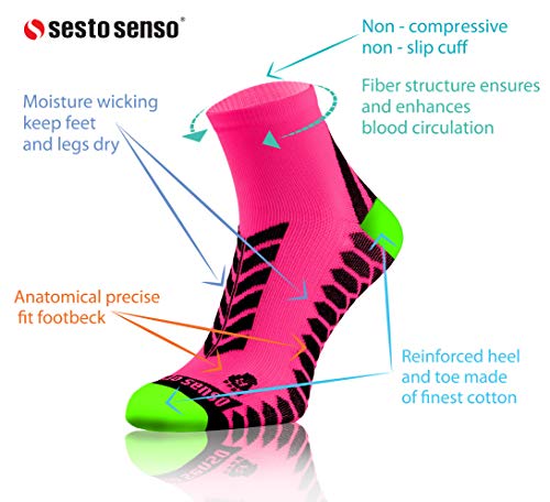 Sesto Senso Calcetines Deporte Colores Cortos Algodón Hombre Mujer 3-12 Pares Blanco Amarillo 39-42 3 Pack Rosa Mix