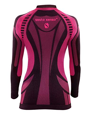 Sesto Senso® Camiseta Térmica Mujer Ropa Interior de Compresión Manga Larga Camisa Funcional Termo Activo (S, Rosa)