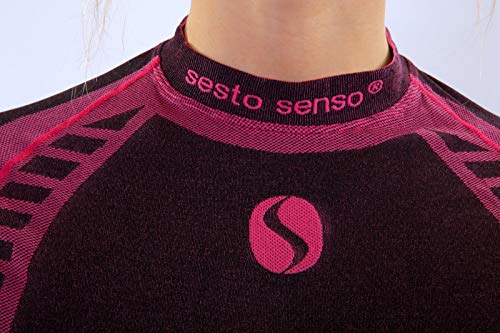 Sesto Senso® Camiseta Térmica Mujer Ropa Interior de Compresión Manga Larga Camisa Funcional Termo Activo (S, Rosa)