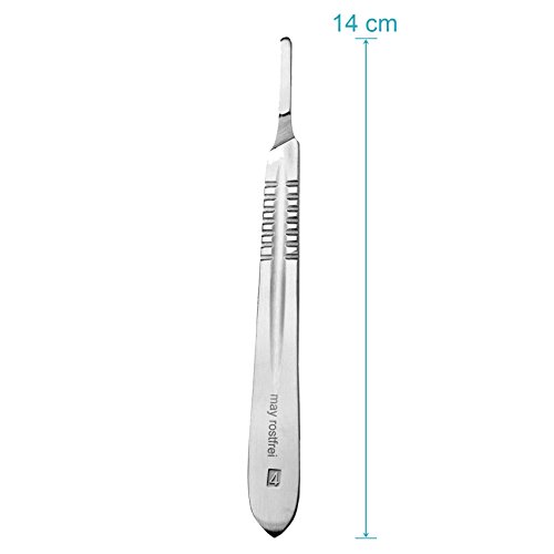 Set - 10 piezas hojas de bisturí No. 24 y mango de bisturí No. 4 - Hojas de repuesto para bisturí hechas de acero al carbono - Estéril