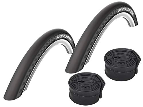 Set : 2 x Schwalbe Kojak Slick Pneu 35–559/26 x 1.35 + chambres à air Schwalbe AV12 A Valve Auto