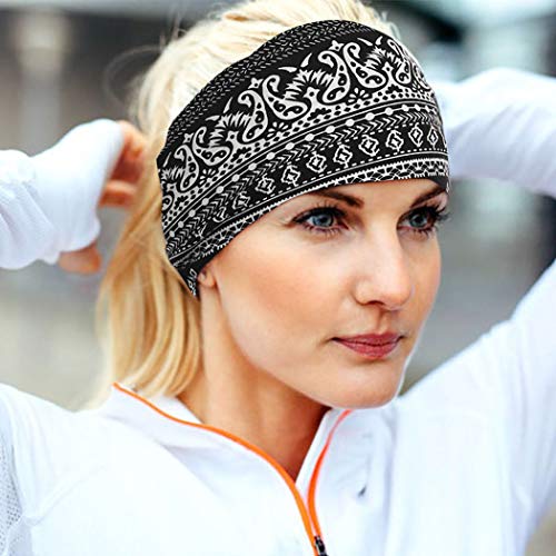 Sethexy Boho Venda Elástico Yoga Banda para la cabeza Suave Envoltura de la cabeza 3 piezas Deportes Wicking Sombreros Corriendo Pañuelo Banda para la cabeza para mujeres y niñas