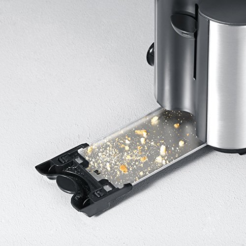 SEVERIN Tostadora automática, tostador largo con soporte para panecillos, tostadora doble de alta calidad, 1400 W de potencia, acero inoxidable cepillado y negro, AT 2509