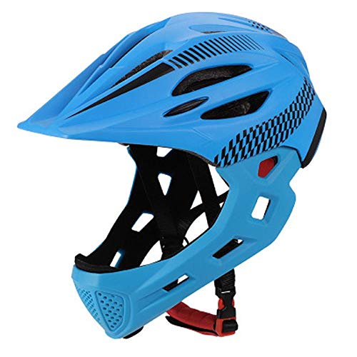 SFBBBO Casco Bicicleta Casco Desmontable para niños de Cara Completa para niños Casco para niños con mentonera y luz Trasera Protector de Seguridad para niños de Cara Completa S (42cm-52cm) Naranja