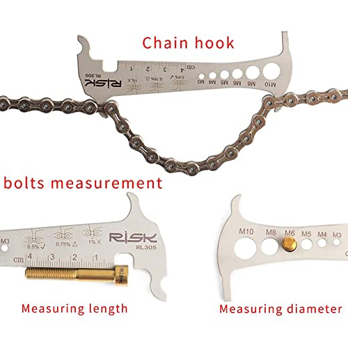 SFZGKTE Herramienta de verificación de Cadena indicadora de Desgaste de Cadena de Bicicleta 3 en 1 para Bicicleta de montaña/Bicicleta Plegable/vehículos de Carretera/MTB también Puede medir