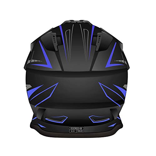 SGTTX Casco de Motocross Casco de Motocicleta Casco de Carreras de Motos Downhill Casco Integral MX Casco Cross Enduro Quad Mountain Casco ECE para Mujeres Hombres Adultos-Azul XL(61CM)