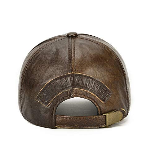 SHAND La Nueva Primavera Cuchillo Manual de Benz Tapa Superior y el otoño Capa Delgada de la sección de Gorras de béisbol Sola Piel de Cuero (Color : Brown, Size : Adjustable)