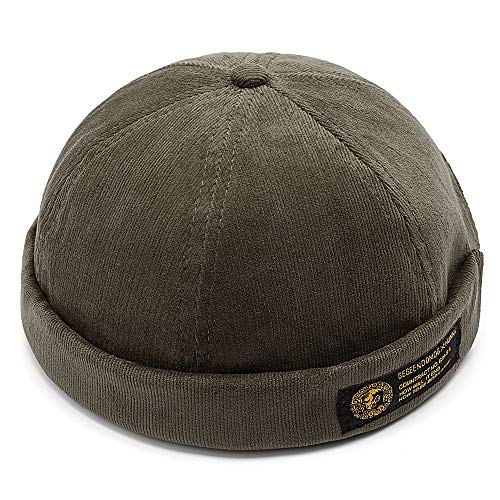 SHAND Sombrero de Pana para Hombre Ajustable Sólido francés sin alas Vogue Retro Skullcap Sailor Cap (Color : Color Khaki, Size : One Size)