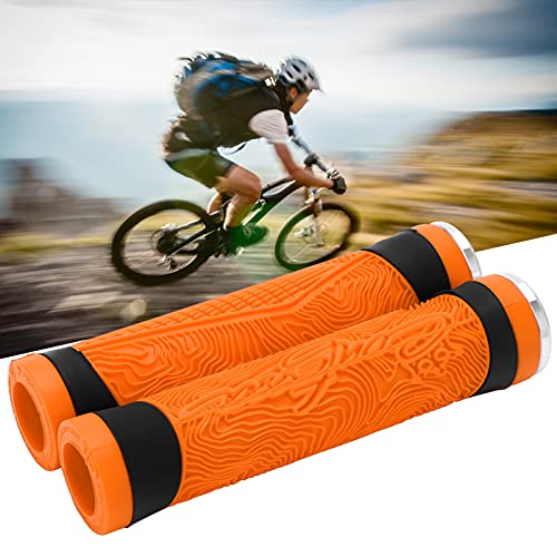 Shanrya Mango de Bicicleta MTB Puños de Silicona, Manillar Plano Tapones de Extremo de Barra de Bicicleta Diseño Profesional Ligero para Exteriores para Manija de Bicicleta para Amigos(Naranja)