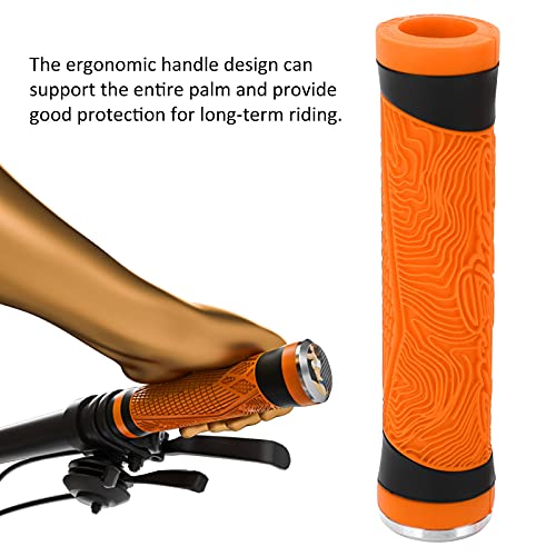 Shanrya Mango de Bicicleta MTB Puños de Silicona, Manillar Plano Tapones de Extremo de Barra de Bicicleta Diseño Profesional Ligero para Exteriores para Manija de Bicicleta para Amigos(Naranja)