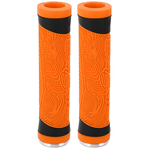 Shanrya Mango de Bicicleta MTB Puños de Silicona, Manillar Plano Tapones de Extremo de Barra de Bicicleta Diseño Profesional Ligero para Exteriores para Manija de Bicicleta para Amigos(Naranja)