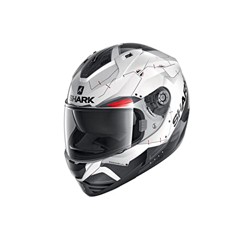 SHARK RIDILL MECCA Casco de Moto, Hombre, Blanco Negro Rojo, Medium