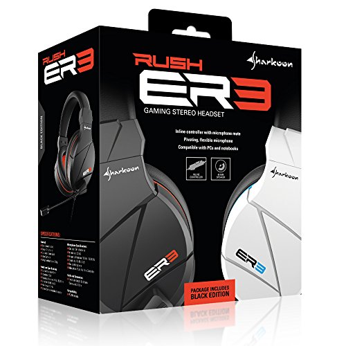Sharkoon RUSH ER3 - Auriculares Gaming con Cable, Estéreo, Micrófono, Negro/ Naranja