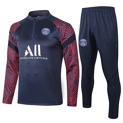 SHCOOCY Chándales de fútbol Portugal para hombre, chándal de entrenamiento de fútbol para club de fútbol PṢG chándal de manga larga para adultos Paris, primavera y otoño unisex (Azul 1, l)