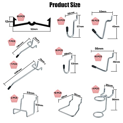 SHEENO 144 ganchos para tablero de peg, surtido con contenedores de pegboard, cerraduras de clavijas, para organizar varias herramientas para garaje, banco de trabajo, cocina