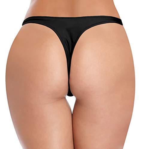 SHEKINI Traje de Baño para Mujer Bikini Pantalones de Baño Cintura Baja Brasileño Braguitas de Bikini Tanga Sexy Pantalones de Bikini de Playa (Small, Negro)