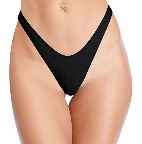 SHEKINI Traje de Baño para Mujer Bikini Pantalones de Baño Cintura Baja Brasileño Braguitas de Bikini Tanga Sexy Pantalones de Bikini de Playa (Small, Negro)