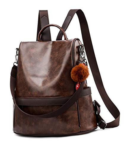 shepretty Mochila Cuero antirrobo Impermeable para Mujer, 6766Café