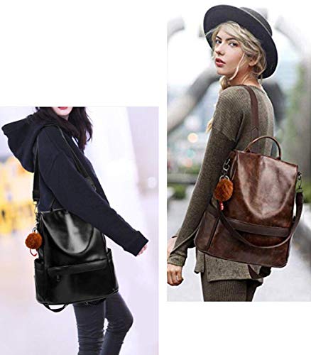 shepretty Mochila Cuero antirrobo Impermeable para Mujer, 6766Café