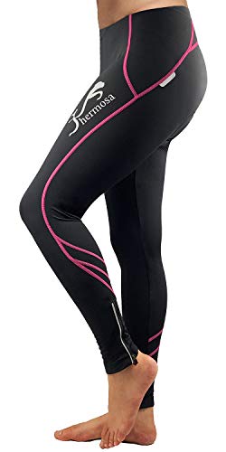 Shermosa Culottes Ciclismo Mujer Largo Culote Bicicleta Pantalon Ciclismo MTB para Mujeres con Badana sin Tirantes Negro-Rosa EU M