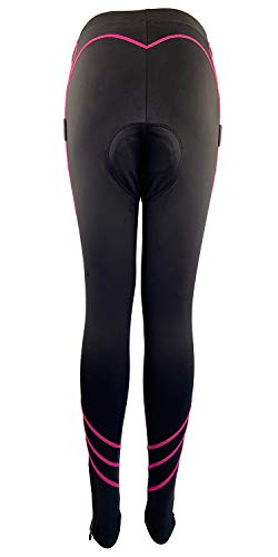 Shermosa Culottes Ciclismo Mujer Largo Culote Bicicleta Pantalon Ciclismo MTB para Mujeres con Badana sin Tirantes Negro-Rosa EU M