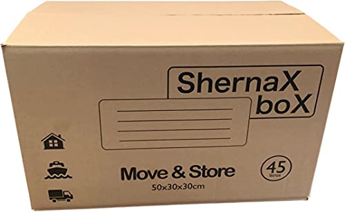 Shernax Box Pack 10 cajas con asas 500x300x300 de cartón ultraresistente para almacenaje mudanza transporte