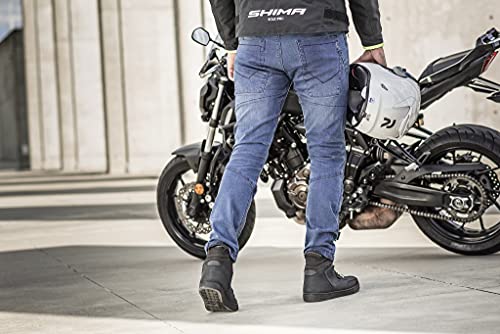 SHIMA GHOST BLACK, Jeans de motocicleta para hombres de Kevlar blindado con protectores (Negro, 36)