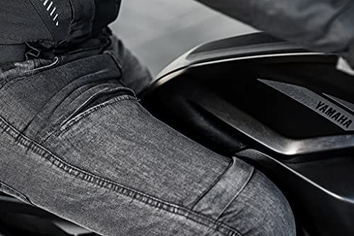 Shima Gravel Vaquero Moto Hombre - Pantalones Jeans Ventilados Slim Fit Hombres con Refuerzos de Kevlar, Prottecion CE de Rodilla y Cadera (Negro, 32)