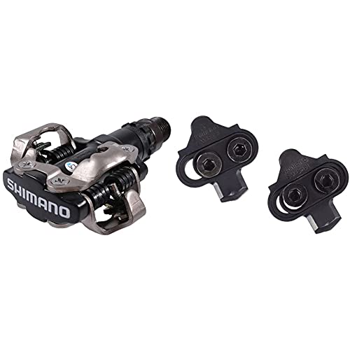 SHIMANO Pedales de MTB, M520, SPD, Negro + Calas, SPD, SM-SH51, sin Chapa (Juego)