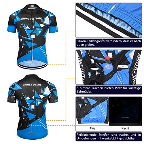 shine future Ciclismo Conjunto de Ropa Maillots de Ciclismo Hombres 3D Acolchado Gel Ropa Térmica Ciclismo Camiseta Bicicleta+Culote Ciclismo (Tipo 1, Medium)