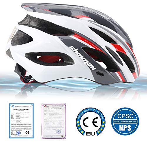 Shinmax Casco Bicicleta Adulto con Visera,Certificado CE Casco de Bicicleta con luz LED Casco Bicicleta Hombre Mujere MTB Casco Bici Casco Ciclismo para Montaña Ajustable Casco para Bicicleta 57-62cm