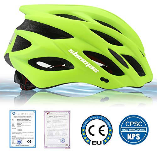 Shinmax Casco Bicicleta Adulto con Visera,Certificado CE Casco de Bicicleta con luz LED Casco Bicicleta Hombre Mujere MTB Casco Bici Casco Ciclismo para Montaña Ajustable Casco para Bicicleta 57-62cm