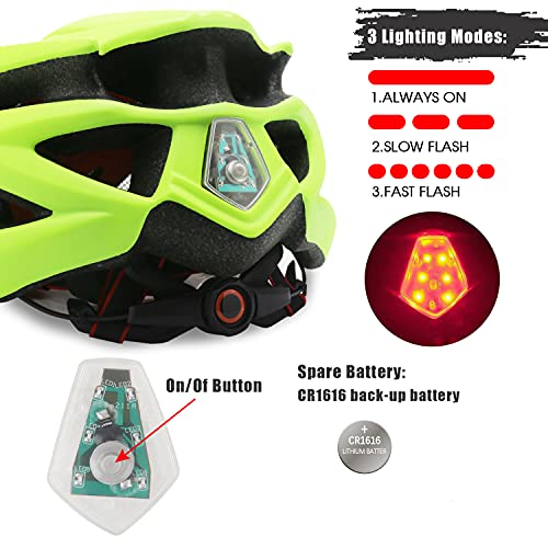 Shinmax Casco Bicicleta Adulto con Visera,Certificado CE Casco de Bicicleta con luz LED Casco Bicicleta Hombre Mujere MTB Casco Bici Casco Ciclismo para Montaña Ajustable Casco para Bicicleta 57-62cm