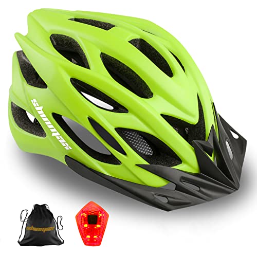 Shinmax Casco Bicicleta Adulto con Visera,Certificado CE Casco de Bicicleta con luz LED Casco Bicicleta Hombre Mujere MTB Casco Bici Casco Ciclismo para Montaña Ajustable Casco para Bicicleta 57-62cm