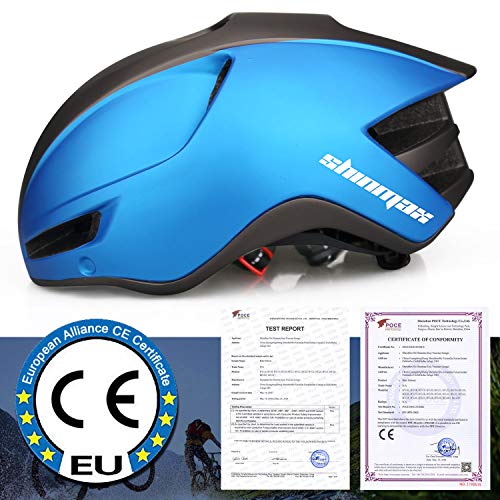 Shinmax Casco Bicicleta,Casco Bicicleta Adulto para con Magnética Visera,Casco MTB con Luz LED Recargable & Cuerda de Seguridad Reflectante,Cascos Bicicleta Montaña,Casco de Bicicleta 57-62CM (RC-088)