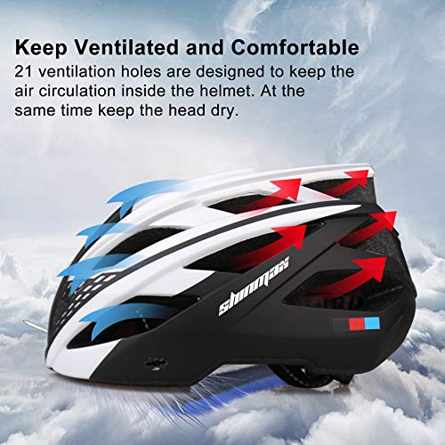 Shinmax Casco de Bicicleta con Luz LED USB Visera Desmontable Ajustable con Certificación CE Casco de Bicicleta BMX Scooter Montaña y Carretera Especializado para Adultos Casco Bicicleta con Mochila