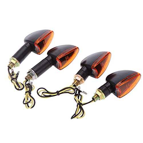 Shkalacar Intermitente Moto 4pc 12V Luz Indicadora de Señal de Giro Delantera y Trasera Ámbar Motocicleta Bicicletas