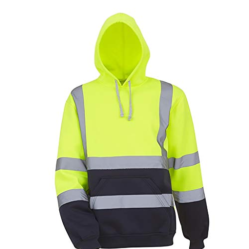 SHOBDW Seguridad Reflectante Sudaderas con Capucha Hombres Liquidación Venta Ropa de Trabajo en la Carretera High Visibility Tira Reflectante Tallas Grandes Correr,Senderismo, Ciclismo (Green,4XL)