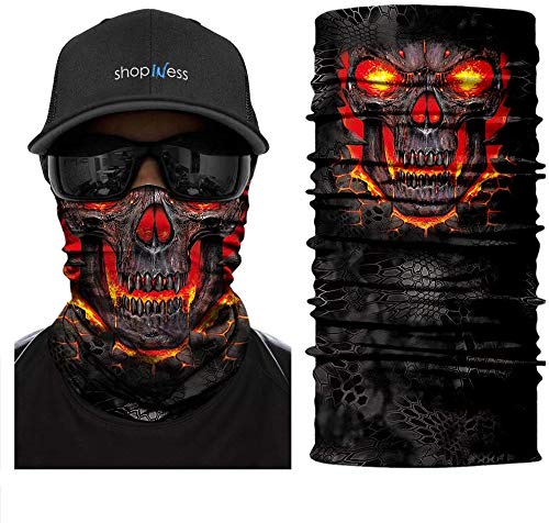 ShopINess Pack Pañuelo Braga Multifunción - Calavera Piercing + Burning Skull