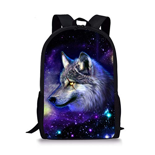 Showudesigns Cool Animal Mochila Galaxy Star School Bag para niños, Lobo 1 (Multicolor) - Z-CC3196C