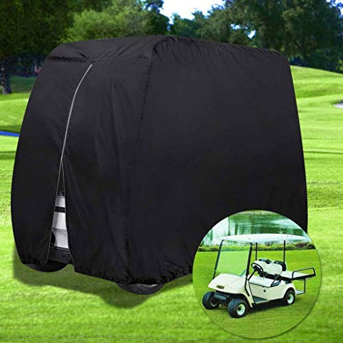 SHUI Cubierta Funda para Buggy Carro De Golf Polvo Impermeable, Cubierta De Carro De Revestimiento De PVC Adicional para EZ GO, Coche Club, Yamaha, Plata-M: 275 * 122 * 168cm-Negro