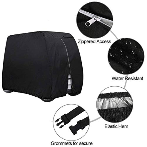 SHUI Cubierta Funda para Buggy Carro De Golf Polvo Impermeable, Cubierta De Carro De Revestimiento De PVC Adicional para EZ GO, Coche Club, Yamaha, Plata-M: 275 * 122 * 168cm-Negro